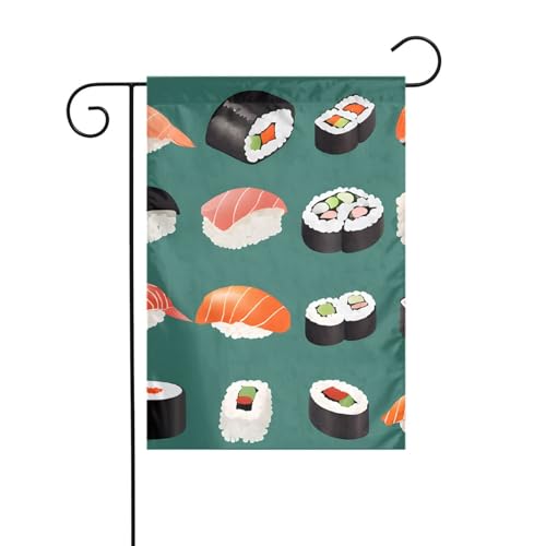 Dekorative Gartenflagge, 30 x 45 cm, doppelseitige saisonale Outdoor-Hofflagge, für Urlaub, Bauernhaus, Heimdekoration, (Sushi) von LHFIOHIRG