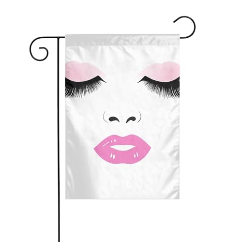 Dekorative Gartenflagge, 30 x 45 cm, doppelseitige saisonale Outdoor-Hofflagge, für Urlaub, Bauernhaus, Heimdekoration, (Wimpernlippe, weiß) von LHFIOHIRG