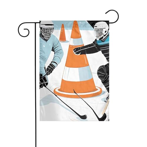 Dekorative Gartenflagge, 30 x 45 cm, doppelseitige saisonale Outdoor-Hofflagge, für Urlaub, Bauernhaus, Heimdekoration, Eishockey-Muster von LHFIOHIRG