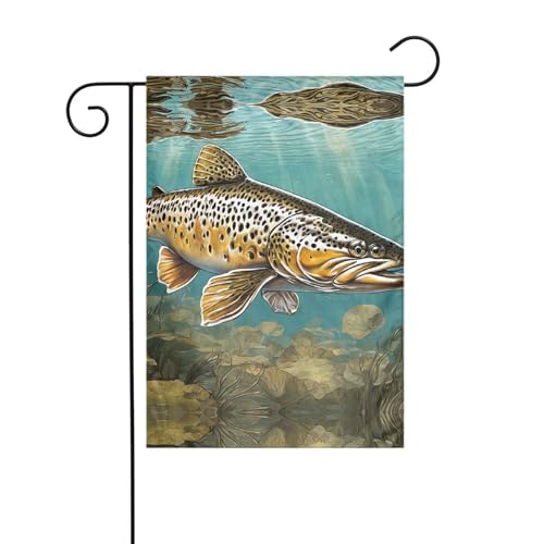 Dekorative Gartenflagge, 30 x 45 cm, doppelseitige saisonale Outdoor-Hofflagge, für Urlaub, Bauernhaus, Heimdekoration, Fliegenfische von LHFIOHIRG