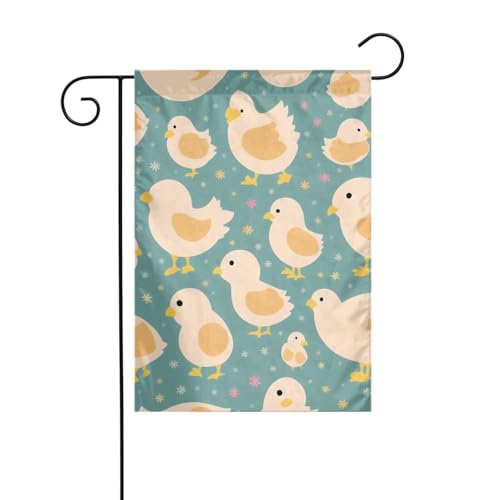 Dekorative Gartenflagge, 30 x 45 cm, doppelseitige saisonale Outdoor-Hofflagge, für Urlaub, Bauernhaus, Heimdekoration, Hühner-Druckmuster von LHFIOHIRG