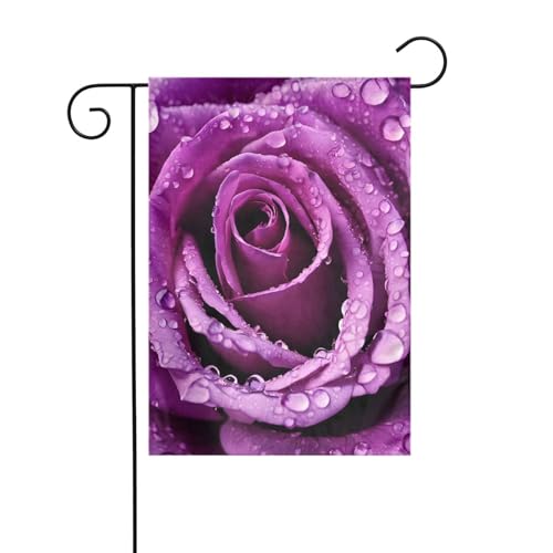 Dekorative Gartenflagge, 30 x 45 cm, doppelseitige saisonale Outdoor-Hofflagge, für Urlaub, Bauernhaus, Heimdekoration, Lila Rose von LHFIOHIRG