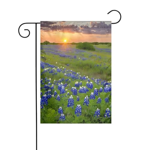 Dekorative Gartenflagge, 30 x 45 cm, doppelseitige saisonale Outdoor-Hofflagge, für Urlaub, Bauernhaus, Heimdekoration, Texas Bluebonnets-Szenerie von LHFIOHIRG