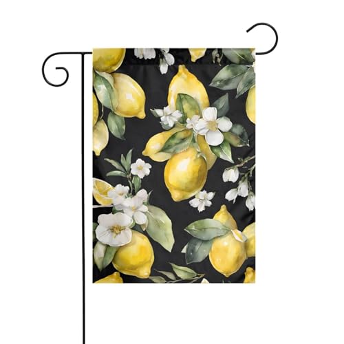 Dekorative Gartenflagge, 30 x 45 cm, doppelseitige saisonale Outdoor-Hofflagge, für Urlaub, Bauernhaus, Heimdekoration, Zitrone und Blume) von LHFIOHIRG