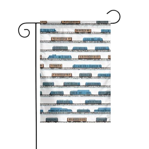 Dekorative Gartenflagge, 30 x 45 cm, doppelseitige saisonale Outdoor-Hofflagge, für Urlaub, Bauernhaus, Heimdekoration (Einschienenbahn) von LHFIOHIRG