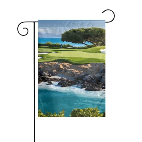 Dekorative Gartenflagge, 30 x 45 cm, doppelseitige saisonale Outdoor-Hofflagge, für Urlaub, Bauernhaus, Heimdekoration (Hawaii Beach Golfplatz) von LHFIOHIRG