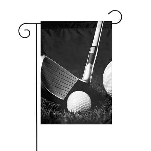 Dekorative Gartenflagge, 30 x 45 cm, doppelseitige saisonale Outdoor-Hofflagge, für Urlaub, Bauernhaus, Heimdekoration (Schwarz-Weiß-Golf) von LHFIOHIRG