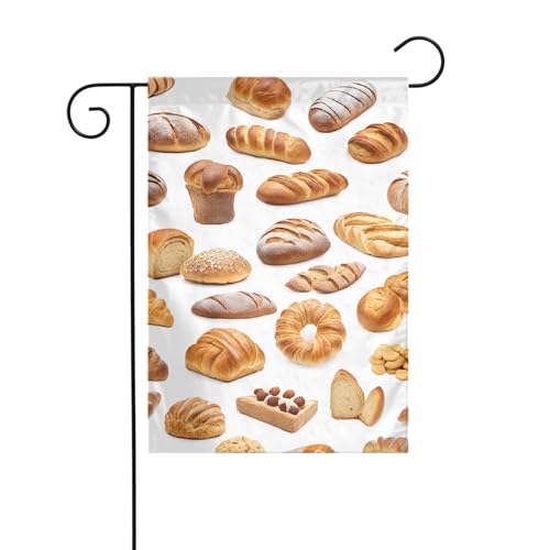 Dekorative Gartenflagge, 30 x 45 cm, doppelseitige saisonale Outdoor-Hofflagge, für Urlaub, Bauernhaus, Heimdekoration (bemaltes Brot) von LHFIOHIRG