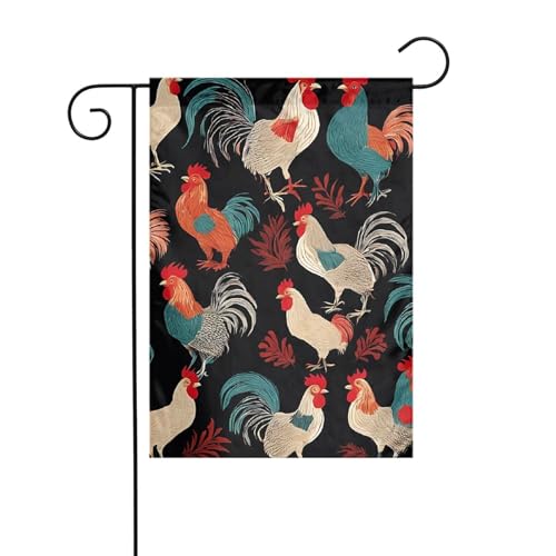 Dekorative Gartenflagge, 30 x 45 cm, doppelseitige saisonale Outdoor-Hofflagge, für Urlaub, Bauernhaus, Heimdekoration (französische Hahne) von LHFIOHIRG