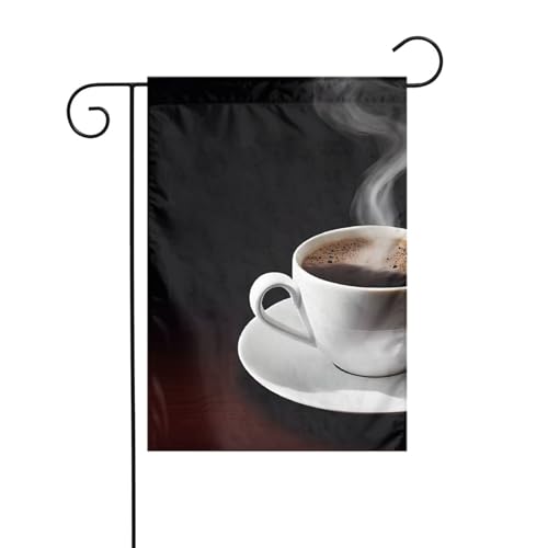 Dekorative Gartenflagge, 30 x 45 cm, doppelseitige saisonale Outdoor-Hofflagge, für Urlaub, Bauernhaus, Heimdekoration (heißer Kaffee mit Kaffeebohnen) von LHFIOHIRG