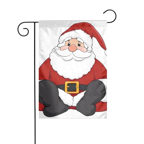 Dekorative Gartenflagge, 30 x 45 cm, doppelseitige saisonale Outdoor-Hofflagge, für Urlaub, Bauernhaus, Heimdekoration (niedlicher Weihnachtsmann) von LHFIOHIRG