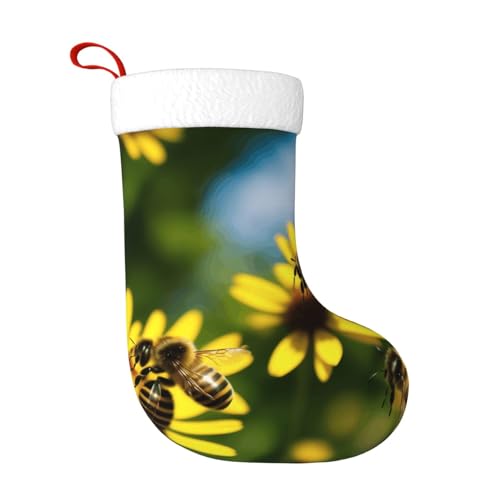 LHFIOHIRG (Bienen und Blume) Weihnachtsstrumpf zum Aufhängen, festliche Dekorationen für Urlaub, Weihnachtsbaum, Kamin, Dekoration von LHFIOHIRG