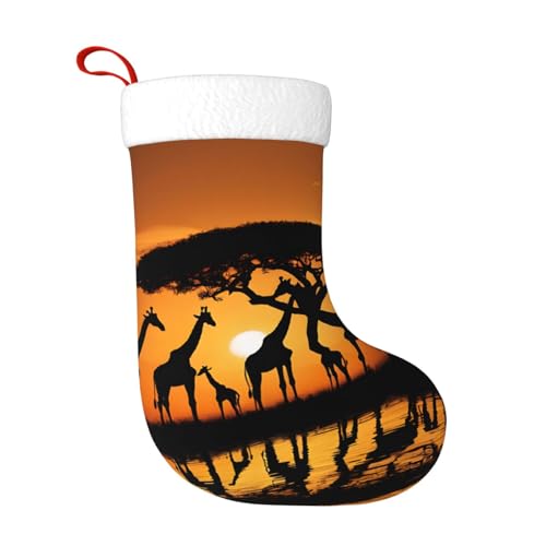 LHFIOHIRG Afrika Giraffe Majestätischer Baum) Weihnachtsstrumpf hängende Socken festliche Dekorationen für Urlaub Weihnachtsbaum Kamindekor von LHFIOHIRG