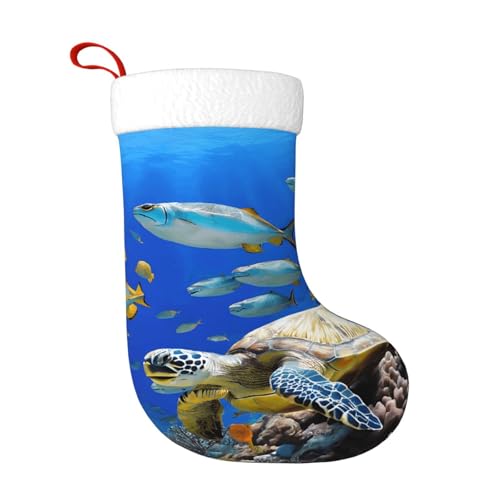LHFIOHIRG Weihnachtsstrumpf mit Meeresschildkröte mit Fischen, festliche Dekorationen für Urlaub, Weihnachtsbaum, Kamin, Dekoration LHFIOHIRG Weihnachtsstrumpf mit Meeresschildkröte mit Fischen, festliche Dekorationen für Urlaub, Weihnachtsbaum, Kamin, Dekoration von LHFIOHIRG