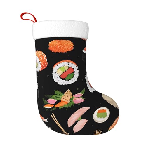 LHFIOHIRG Weihnachtsstrumpf zum Aufhängen, japanisches Sushi, Schwarz, festliche Dekorationen für Urlaub, Weihnachtsbaum, Kamin, Dekoration LHFIOHIRG Weihnachtsstrumpf zum Aufhängen, japanisches Sushi, Schwarz, festliche Dekorationen für Urlaub, Weihnachtsbaum, Kamin, Dekoration von LHFIOHIRG