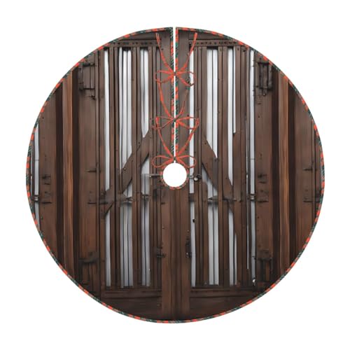 Rustic Stall Holztür, 76,2 cm, großer Weihnachtsbaumteppich, runde Baummatte, Urlaubsdekoration für Zuhause und Büro von LHFIOHIRG