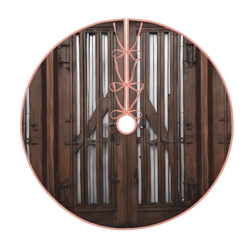 Rustic Stall Holztür, 91,4 cm, großer Weihnachtsbaumteppich, runde Baummatte, Urlaubsdekoration für Zuhause und Büro von LHFIOHIRG