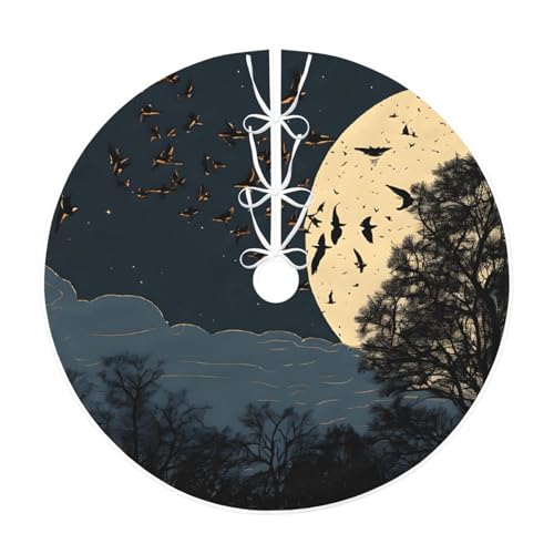 Weihnachtsbaumdecke (Nachtkrähe) 91,4 cm großer Weihnachtsbaumteppich, runde Baummatte, Urlaubsdekoration für Zuhause, Büro von LHFIOHIRG