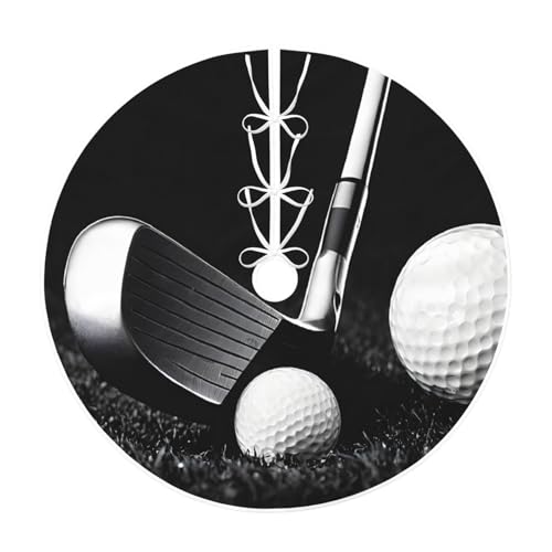 Weihnachtsbaumdecke (Schwarz-Weiß-Golf), 76,2 cm, großer Weihnachtsbaumteppich, runde Baummatte, Urlaubsdekoration für Zuhause, Büro von LHFIOHIRG
