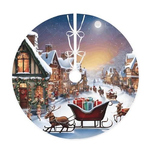 Weihnachtsbaumdecke (Weihnachtsdorf), 76,2 cm, großer Weihnachtsbaumteppich, runde Baummatte, Urlaubsdekoration für Zuhause, Büro von LHFIOHIRG