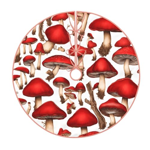 Weihnachtsbaumdecke mit rotem weißem Pilz, 121,9 cm, groß, rund, für Zuhause, Büro von LHFIOHIRG