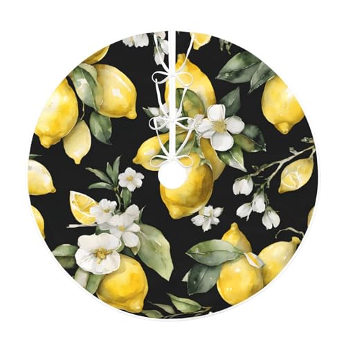 Zitrone und Blume, 91,4 cm, großer Weihnachtsbaumteppich, runde Baummatte, Urlaubsdekoration für Zuhause, Büro Zitrone und Blume, 91,4 cm, großer Weihnachtsbaumteppich, runde Baummatte, Urlaubsdekoration für Zuhause, Büro von LHFIOHIRG