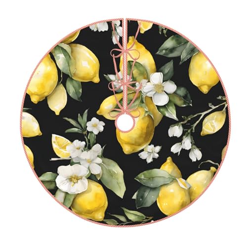 Zitrone und Blume, 91,4 cm, großer Weihnachtsbaumteppich, runde Baummatte, Urlaubsdekoration für Zuhause, Büro Zitrone und Blume, 91,4 cm, großer Weihnachtsbaumteppich, runde Baummatte, Urlaubsdekoration für Zuhause, Büro von LHFIOHIRG