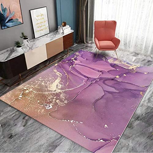 LHGBGBLN 3D Wohnzimmer Teppich Helllila Marmor Muster Korridor Schlafzimmer Anti-Rutsch-Matte Kind Krabbeln Bodenmatte Bereich Teppich Wohnkultur von LHGBGBLN