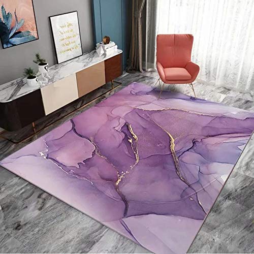 LHGBGBLN 3D Wohnzimmer Teppich Lila Marmor Korridor Schlafzimmer Anti-Rutsch-Matte Kind Krabbeln Bodenmatte Bereich Teppich Wohnkultur von LHGBGBLN