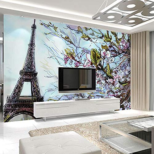 LHGBGBLN 3D Wohnzimmer Wandtapete Paris Eiffelturm Sofa Hintergrund Wandaufkleber Schlafzimmer Tapete Wandkunst Dekoration von LHGBGBLN