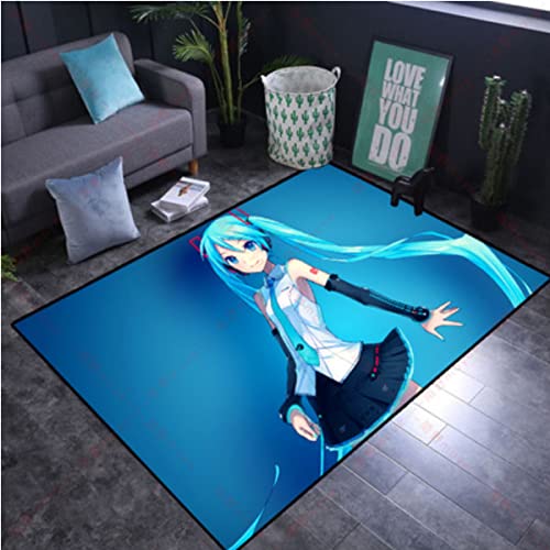 Teppich - Hatsune Miku Teppiche - Hatsune Diva Cartoon Bodenmatte - Kurzflor-Anti-Rutsch-Teppich für Mädchenzimmer 120x200cm von LHGBGBLN