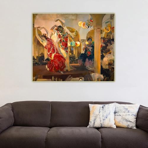 LHHJF LJHFA Joaquin Sorolla Mode Poster《Frauen tanzen Flamenco》Wandkunst Joaquin Sorolla Leinwand Malerei und Drucke Home Decor Bild 60x70cm Kein Rahmen von LHHJF LJHFA
