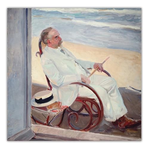 LHHJF LJHFA Joaquin Sorolla Poster《Antonio García am Strand》Wandkunst Joaquin Sorolla Leinwandmalerei und Drucke Home Decor Bild 50x50cmx1 Kein Rahmen von LHHJF LJHFA