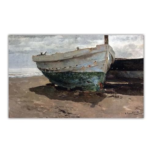 LHHJF LJHFA Joaquin Sorolla Poster《Boote am Strand》Wandkunst Joaquin Sorolla Leinwandmalerei und Drucke Nordic Home Decor Bild 50x70cmx1 Kein Rahmen von LHHJF LJHFA