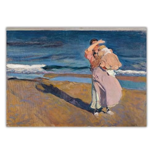 LHHJF LJHFA Joaquin Sorolla Poster《Fischerinnen mit ihrem Sohn》Wandkunst Joaquin Sorolla Leinwandmalerei und Drucke Nordic Home Decor Bild 50x70cm Kein Rahmen von LHHJF LJHFA