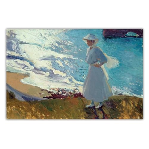 LHHJF LJHFA Joaquin Sorolla Poster《María am Strand von Biarritz》Wandkunst Joaquin Sorolla Leinwand Malerei Und Drucke Home Decor Bild 50x70cm Kein Rahmen von LHHJF LJHFA