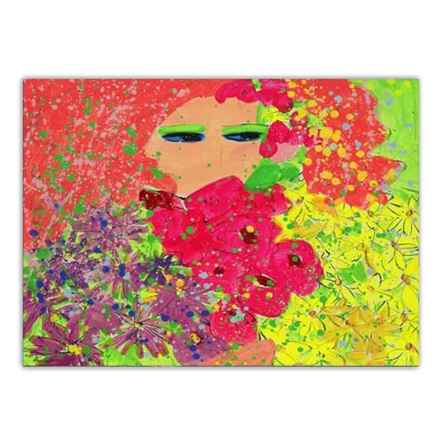 LHHJF LJHFA Walasse Ting Poster Mädchen Und Blumen Leinwand Malerei Bunte Wandkunst Walasse Ting Drucke Für Moderne Wohnkultur Wandbild 40x60cm Kein Rahmen von LHHJF LJHFA