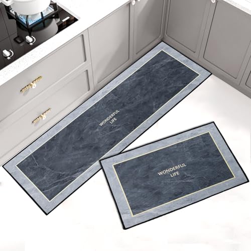 LHHMZ 2 Stück Küchenteppiche, Komfort Fußmatten, Anti-Ermüdungs-Küchenteppich-Sets, Waschbarer Rutschfester Küchenteppich, 43x75cm + 43x120cm von LHHMZ