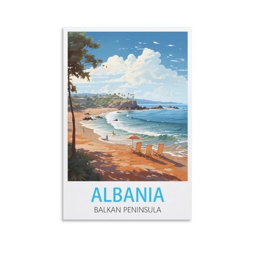 LHJOIUN Albanien Balkan-Halbinsel, Vintage-Reiseposter, 30 x 45 cm, Kunstdruck auf Leinwand, für Wohnzimmer, Schlafzimmer, Heimdekoration, moderne Kunst LHJOIUN Albanien Balkan-Halbinsel, Vintage-Reiseposter, 30 x 45 cm, Kunstdruck auf Leinwand, für Wohnzimmer, Schlafzimmer, Heimdekoration, moderne Kunst von LHJOIUN