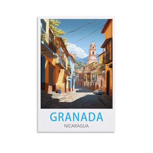 LHJOIUN Granada Nicaragua Vintage-Reiseposter, 20 x 30 cm, Kunstdruck auf Leinwand, für Wohnzimmer, Schlafzimmer, Heimdekoration, moderne Kunst von LHJOIUN
