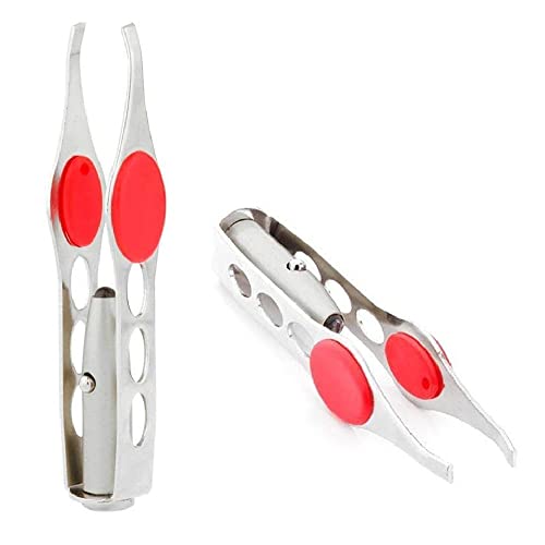 LHKJ 2 Stück Trimmer Pinzette Augenbrauen Clip, Make-upwerkzeuge Pinzette mit LED-Licht für Augenbrauen, Bart, Splitter und sämtliche Arten von Haaren von LHKJ