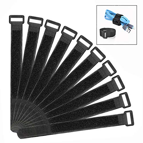 LHKJ Klett-Kabelbinder 10 Stücke,2,5 cm breit x 30 cm lang Kabelbinder mit Klett leichte Reihe für den vielseitigen im Kabelmanagement von LHKJ