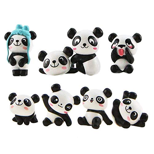 LHKJ 1 Set mit 8 Mini-Tieren, Panda, Dekoration, niedliches Spielzeug, Figuren, Dekoration, DIY, Gartenarbeit von LHKJ