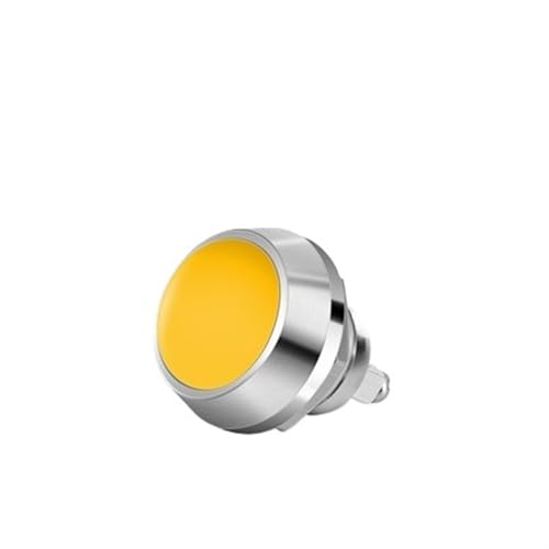 10 Stück 12 mm 3 A 220 V runder Kopf Metall Drucktastenschalter für Autohupe, Klingel, 10 Stück (Gelb) von LHKQHRDL