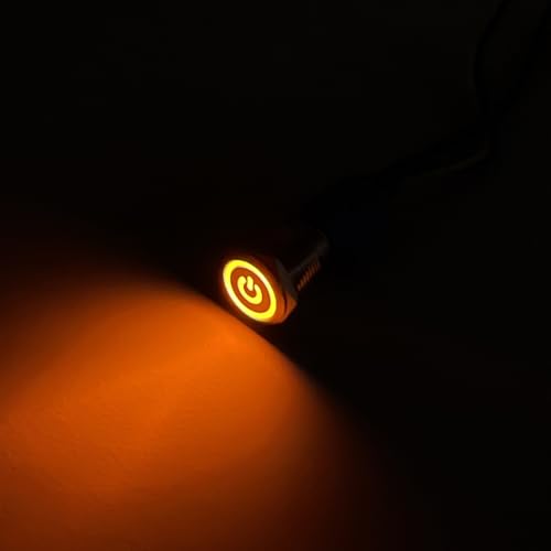 10 Stück 16mm Flachkopf Metall Drucktaster mit Stromsymbol Automatische Reset 1NO 1NC 12-24V (Power Symbol Yellow,10PCS) von LHKQHRDL