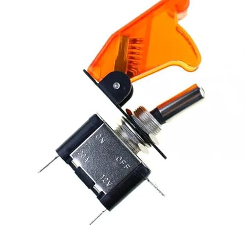 12 V 20 A EIN/AUS Miniatur-Wippschalter mit roter Abdeckung for professionelle Nebelscheinwerfer und Lichtkuppel von Rennwagen, 10 Stück(Transparent yellow) von LHKQHRDL