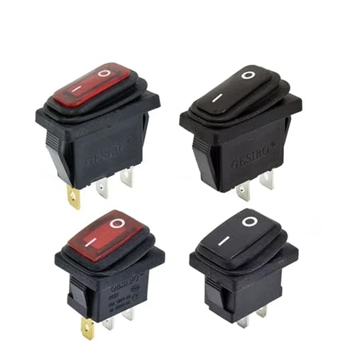 12V 220V Rotes LED-Licht 10A 250V AC Wippschalter 3 Pin SPST EIN AUS Auto Armaturenbrett Boot Marine KCD1 Wippschalter 1St(Black no light,ON-OFF_12-24V) von LHKQHRDL