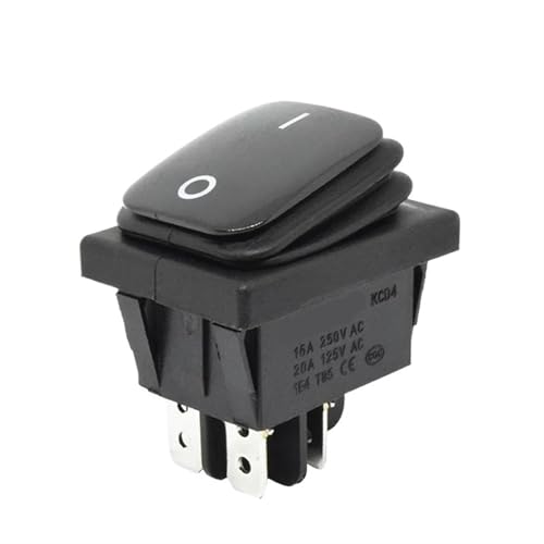 16A 250VAC KCD4-201 Wippschalter 12V 220V Rot Grün Blau Gelb Licht Beleuchtet DPST Schalter 4pins On Off 10St(Black No LED,12V) von LHKQHRDL