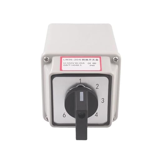 20A Umschalter Drehschalter LW26-20/6M YMW26 Mit Box 6 Gänge 6 Abschnitte 2 Drähte 6-Wege-Stromversorgungsspannungssignal 1 Stücke von LHKQHRDL