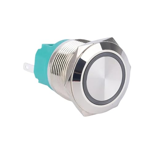 22 mm Momentary Rast 5 V DC LED beleuchteter Ring beleuchteter Edelstahl-Druckknopfschalter mit Symbol und Kabelbaum 10 Stück(Momentary,COMMON POSITIVE_12V) von LHKQHRDL
